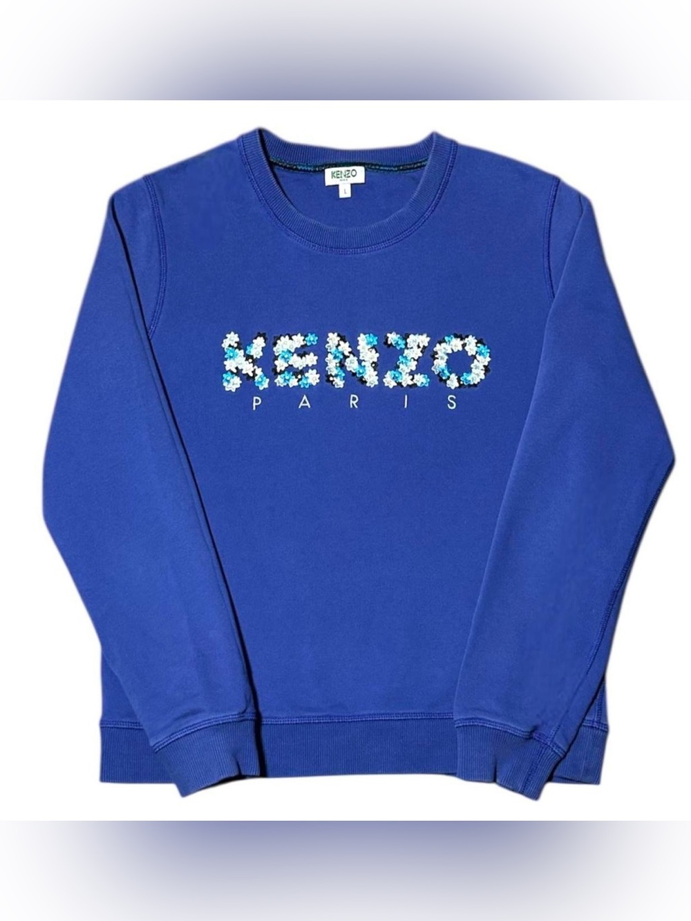 Kenzo Paris Floral Embroidered Logo Crewneck Sweatshirt